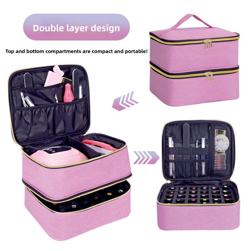 Nail Polish Storage Bag Essential Oil Bag Portable Cosmetic Nail Care Kit Nail Care Tool Storage Box Double Layer 30 Compartment