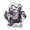 Men's Casual Loose Open Front 3/4 Sleeve Japanese Print Cover Up Cardigan