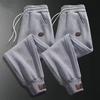 Herrenhose mit mittlerer Taille, dicke, warme Fleece-Freizeithose, trendige Harun-Hose, lockere Passform, Winter- und Herbsthose
