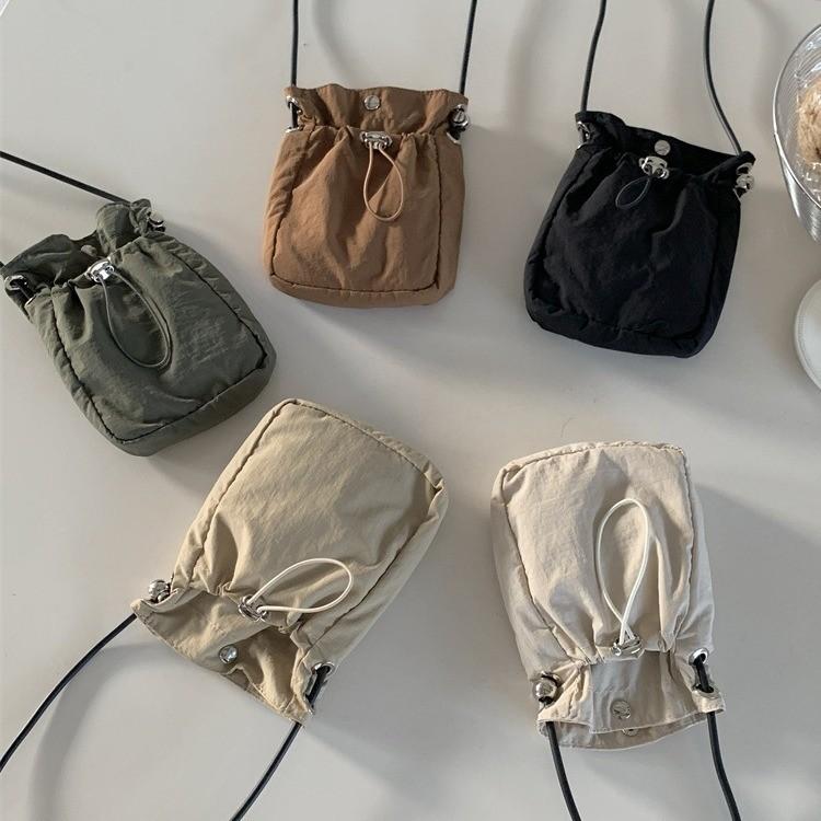 IELGY Art Drawstring Design Canvas Mobile Phone Bag Light Casual Mini Shoulder Messenger Bag