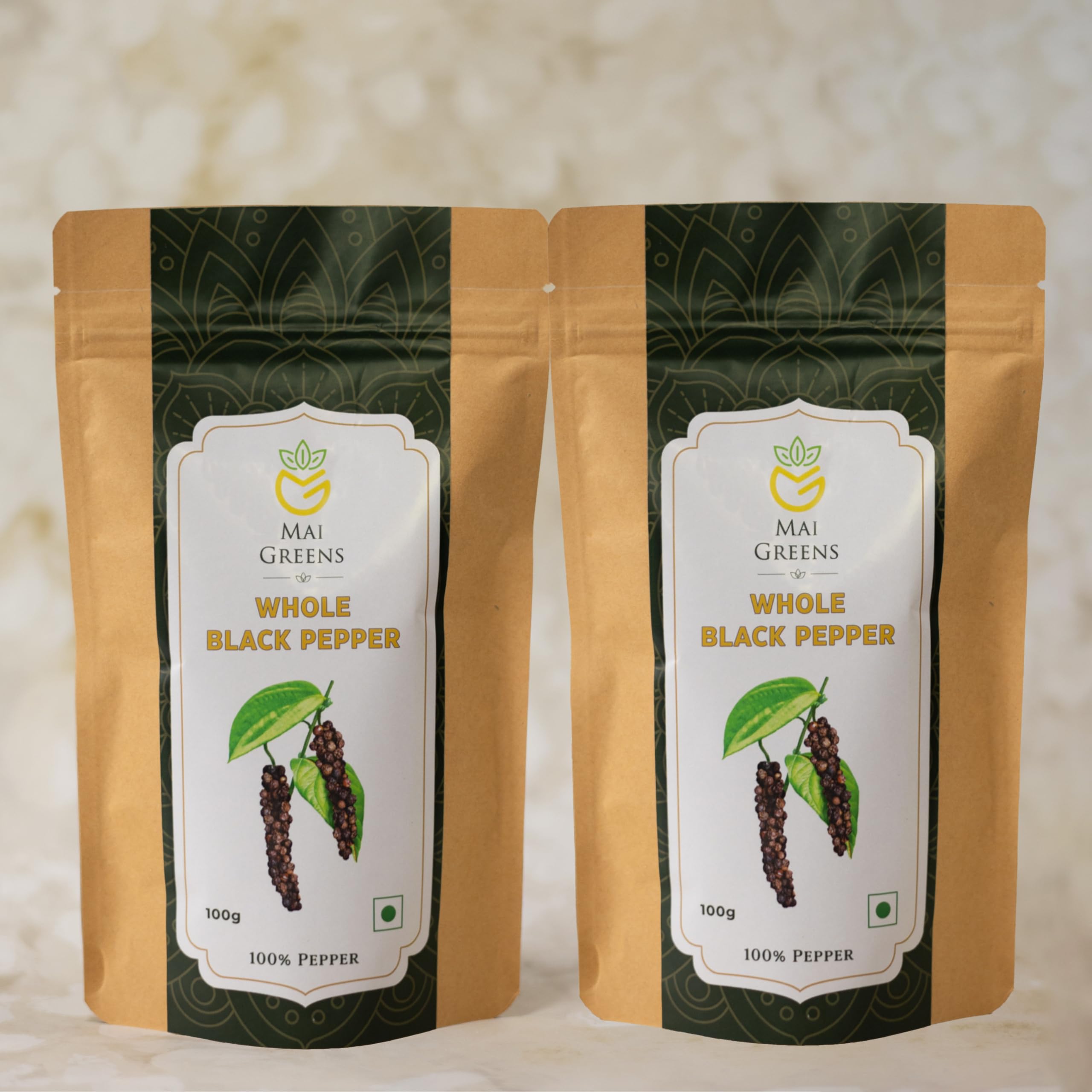 

Maigreens Whole Black Pepper -200g |100g Pack of 2 | Tellicherry Special Extra Bold Black Pepper (TGSEB) | Kali Mirch Whole | Best Grade