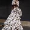 S-2XL Inverno Caldo Lungo Peluche Soprabito Donna Finta Pelliccia di Volpe Nero Bianco Pois Leopardo Cardigan Donna Spesso Giacca a Vento Cappotto Con Cappello