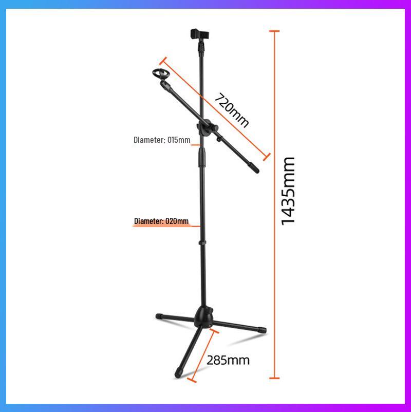 Universal Rotatable Floor-Standing Tripod Microphone Stand for KTV Stage with Mobile Phone Holder