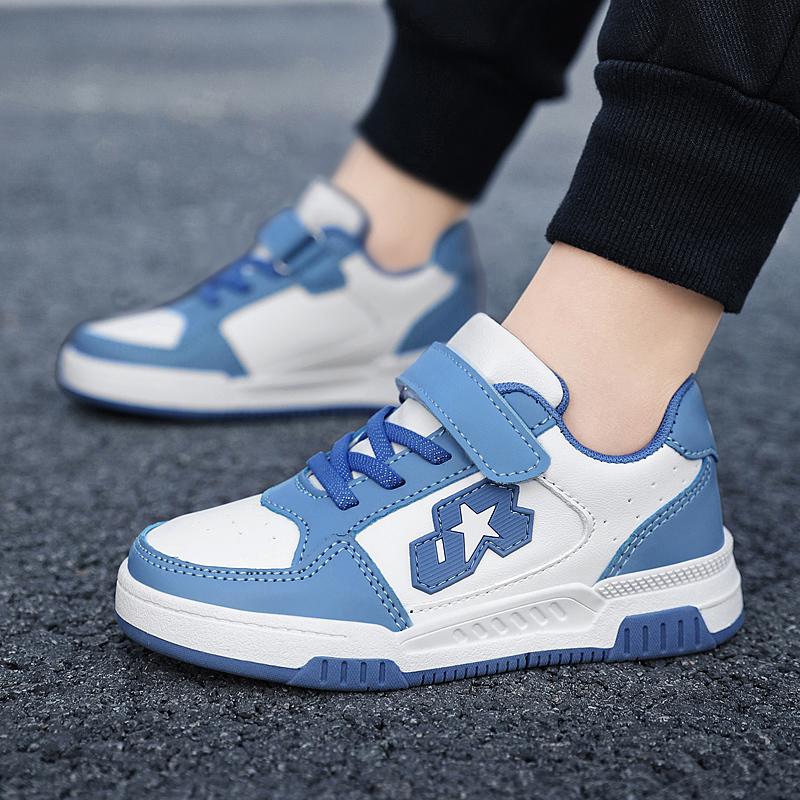 2025 Blue Skateboard Shoes Kids Sneakers Boys Comfortable Leather Casual Sneakers Child Outdoor Non-slip Children's Sports Shoes