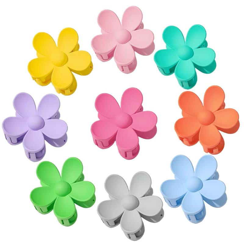 9 PCS Large Hair Accessories - Cute Flower-Shaped Claw Clips for Women and Girls in 9 Morandi Colors