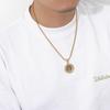 18K Gold Electroplated Cross & Round Zirconia Pendant Necklace - Stainless Steel Lucky Tree Design for Women