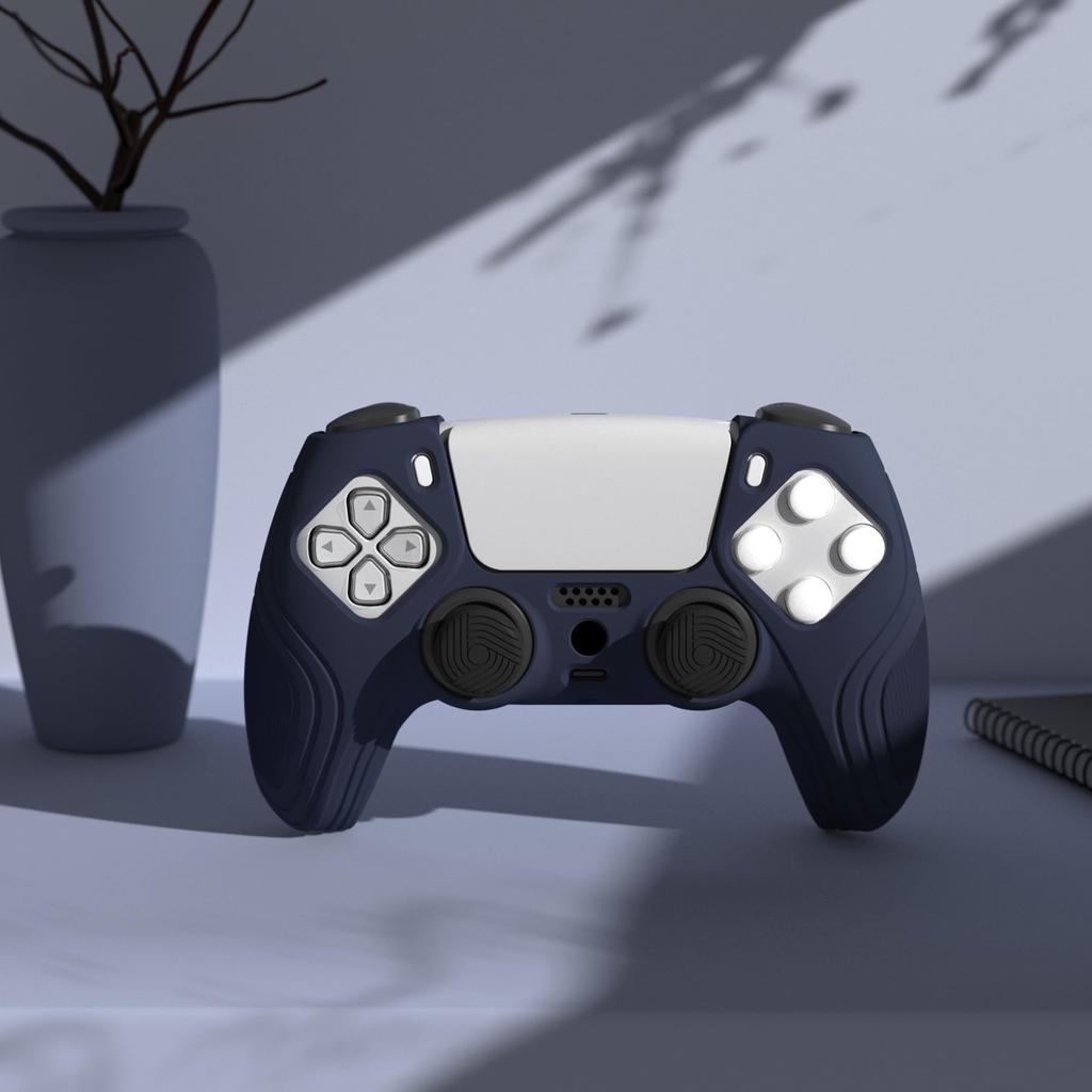 eXtremeRate Protective Cover for PlayVital PS5 Controller Silicone Skin Ergonomic Soft Rubber Protective Case for PS5 Controller with Thumb Stick Cap