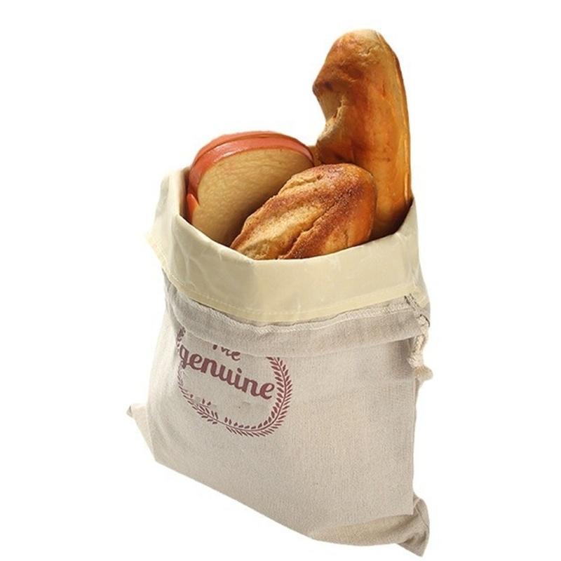 Doppellagige Bienenwachs-infundierte Brotlagerbeutel Waschbare Lebensmittelechte Baumwoll-Leinen-Lebensmittelverpackung mit Kordelzug