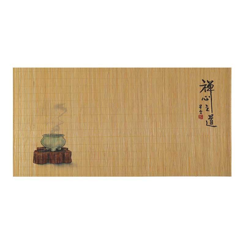 Bamboo Printed Lnsulation Cutlery Mat, Chinese Zen Bamboo Tea Set Cushion Home Dining Table Tea Table Decorative Mat 60X30CM