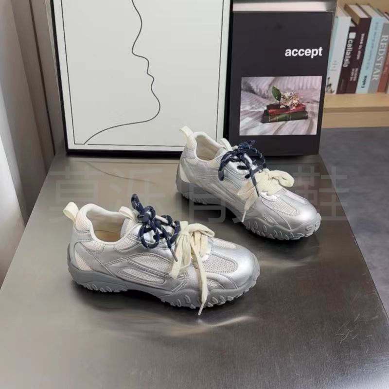 Premium American Retro Two-color Shoelaces Forrest Gump Shoes Women's 2025 Summer New Mesh Splicing Casual Sports Shoes