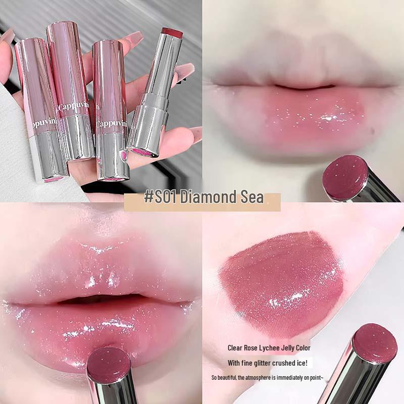 CAPPUVINI Dewy Essence Lipstick: Lightweight, Translucent, Brightening Glass Finish for a Fresh, Student-Friendly Look.