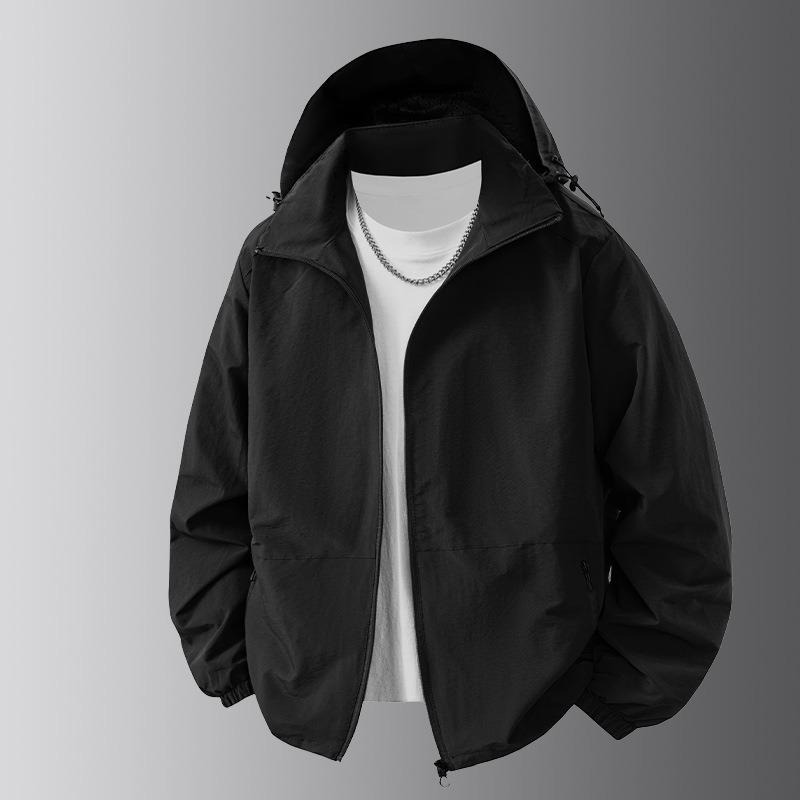 New autumn and winter sunscreen clothing stand-up collar jacket men's jacket men's casual hooded trendy casual versatile jacket