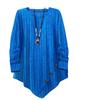 Moda feminina casual cor sólida estampa manga comprida gola redonda blusas e camisas