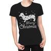 1Tee Womens Christmas Dachshund Silhouette with Merry Christmas T-Shirt