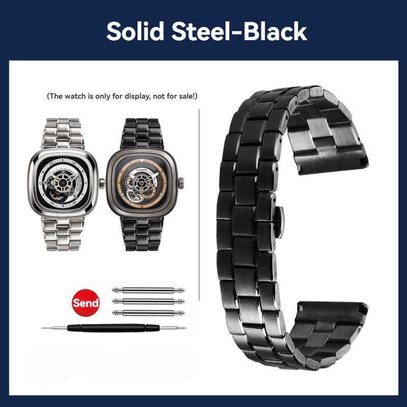 

28mm Solid Stainless Steel watch band For SEVENFRIDAY P2/M1/S2/M2/02M Watch Strap Men s Watch Bracelet Black Silve attachment 28mm чёрный