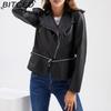 Women's Leather Jacket with Detachable Hem Spring/Autumn Coat Fashionable Casual Jacket