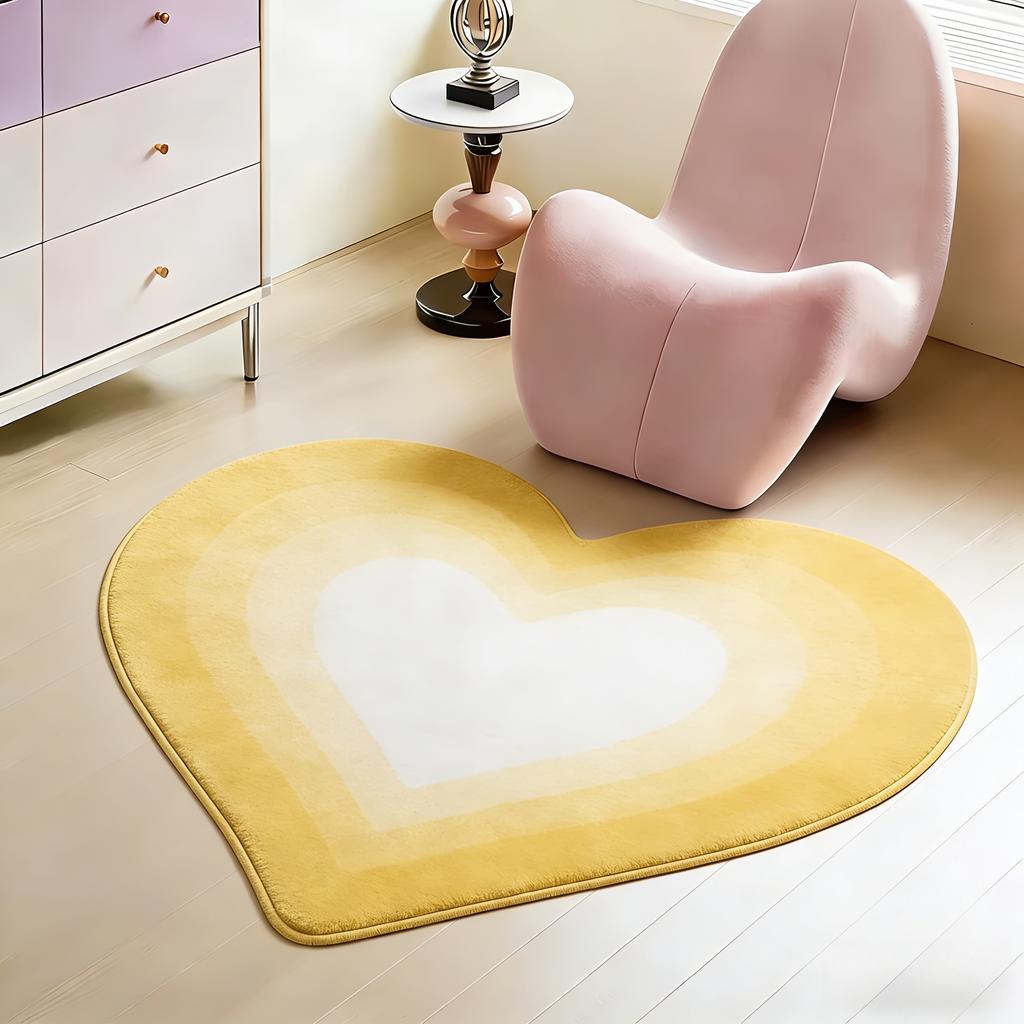 Heart Shape Living Room Decoration Carpet Thick Plush Lounge Floor Mat Fluffy Soft Cloakroom Rug Gradient Color Rugs for Bedroom