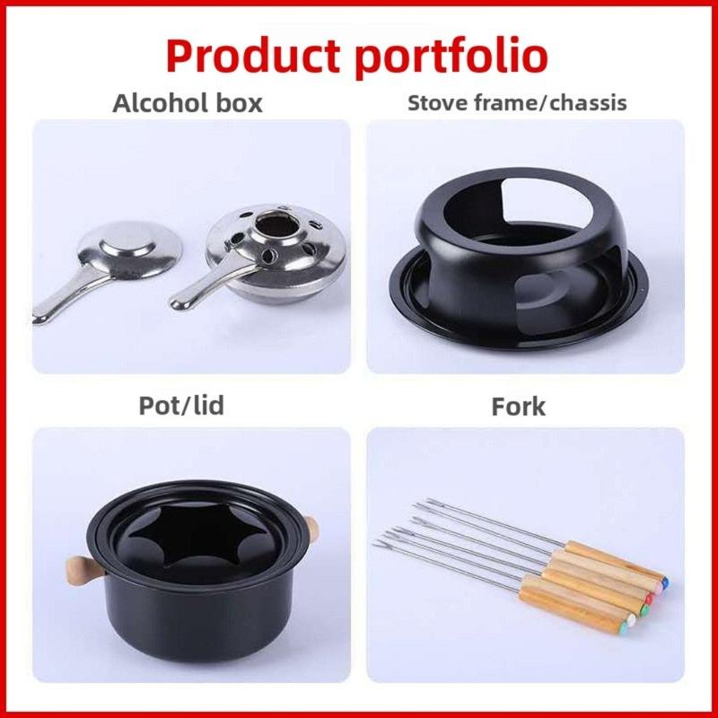 Großvolumige Schokoladen-Fondue-Tasse aus Kohlenstoffstahl für Partys und Veranstaltungen, gleichmäßig erhitzender Schmelzbecher für Käse, Butter