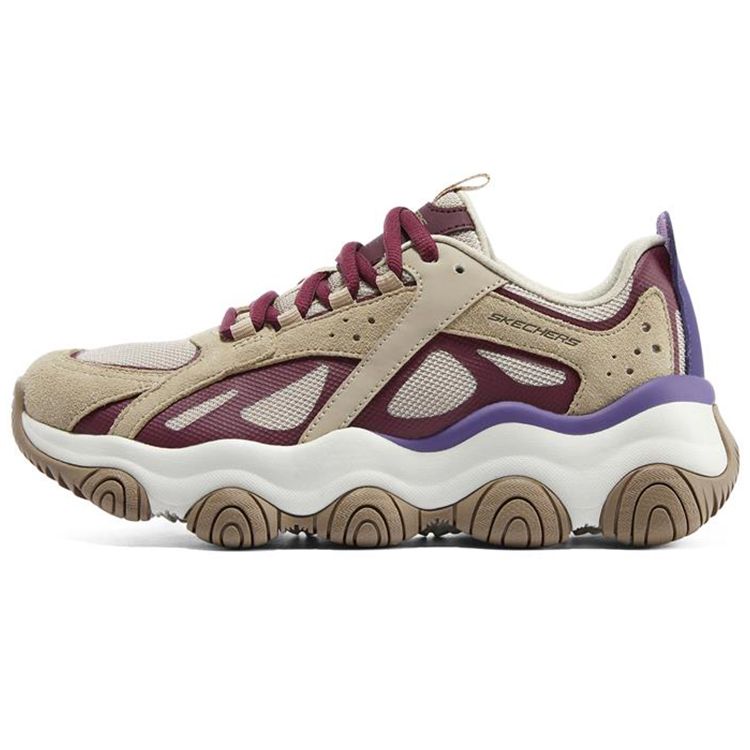 Skechers Beige Purple Rover X Fabric Leather Comfortable Versatile Low Top Dad Shoes Women sneaker Red-Brown 896141-TPBG 39