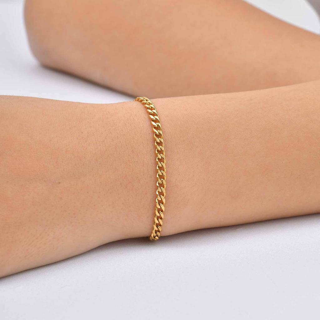 Gold Plated Thin Chain Bracelets for Women Stack, Cuff Bangle Bracelet Waterproof Jewelry Wholesale Dropshipping