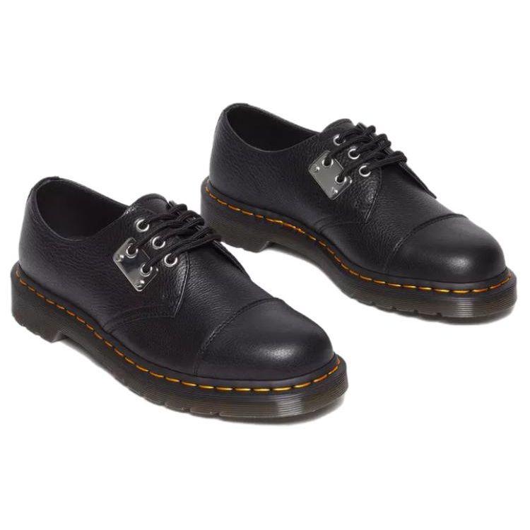 Dr. Martens Leather Round Toe Lace-Up Comfortable Durable Low-Top Casual Shoes Unisex Casual Shoes Black 31684001
