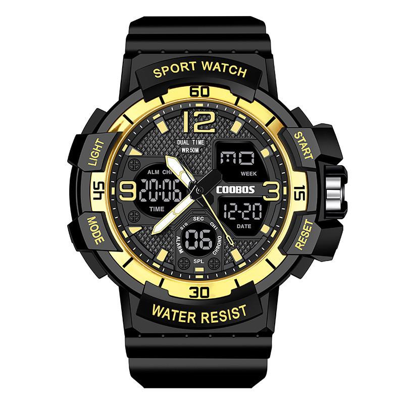 Цифровые спортивные часы для подростков с функцией подсветки, водонепроницаемые, для мальчиков золотой