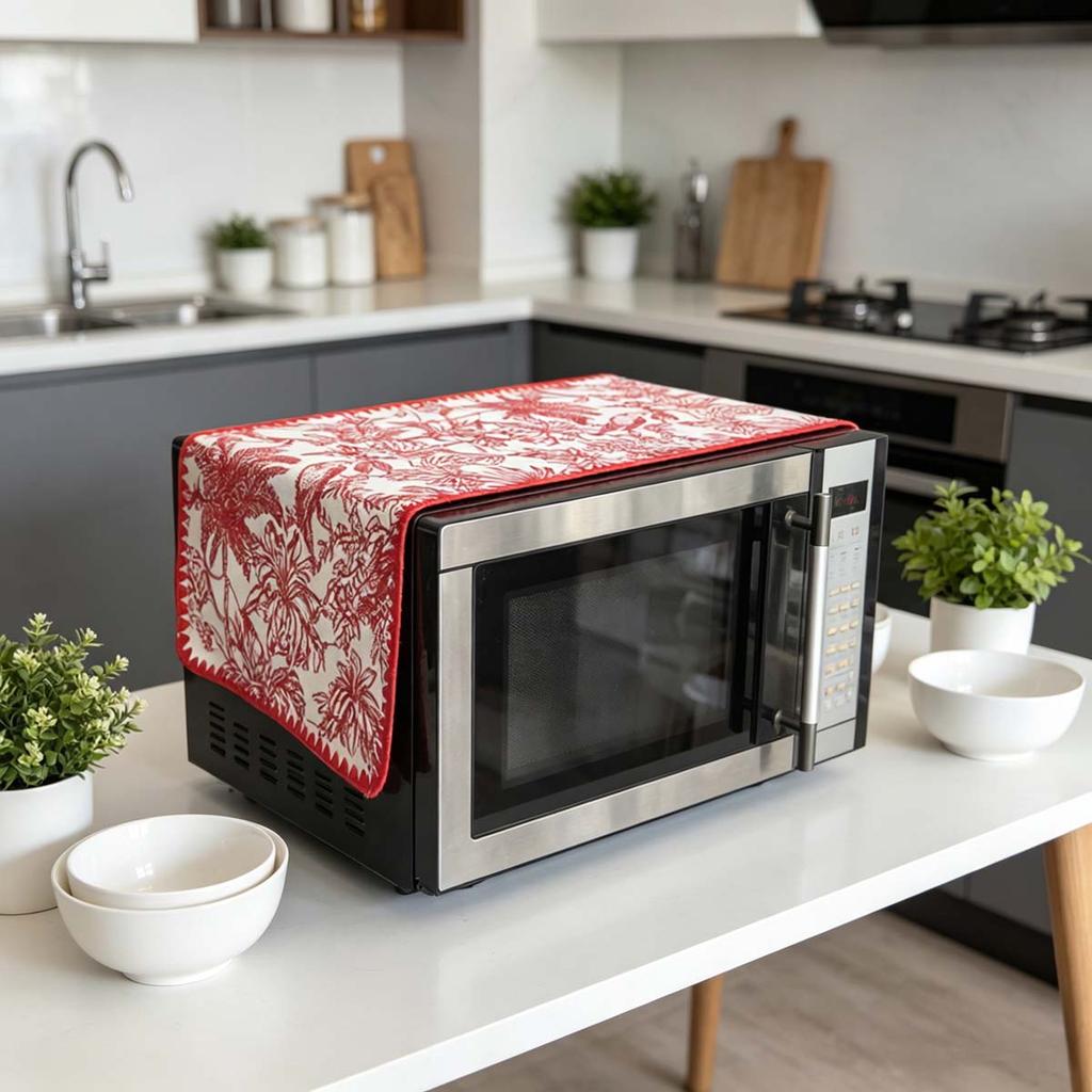 30x90cm Multi Purpose Cotton Linen Microwave Dust Cover Kitchen Organizer Cover