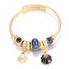 New Trendy 4 Colors Heart Shape Painted Pendant Closure Beaded Bracelet Golden Stainless Steel Women Bracelet Charm Jewelry