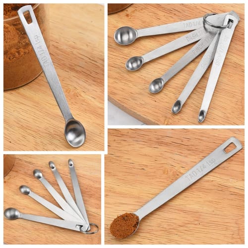 Nalaina Measuring Spoons (Set of 5) Stainless Steel Dishwasher Safe Tablespoons Teaspoons Liquids Seasonings Coffee Flour Measuring Spoons for Coffee,