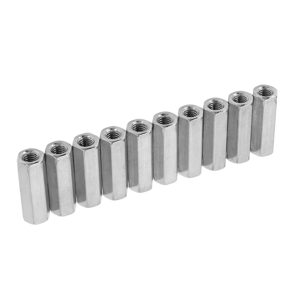 10 STÜCKE Lange Stangenkupplung Sechskantmutter Edelstahl Korrosionsschutz Silber Kupplungsmutter für die Installation