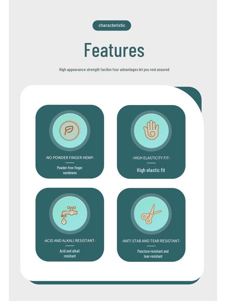 Luvas Nitrílicas Descartáveis Duráveis de Qualidade Alimentar para Limpeza Doméstica