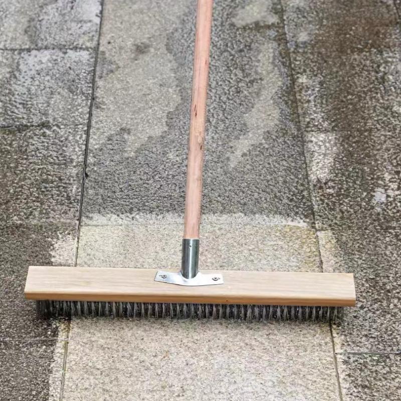 Multipurpose Steel Wire Deck Brush Head 20Cm 30Cm 50Cm Heavy Duty Metallic Wire Brush For Patios Grime And Garage Floor