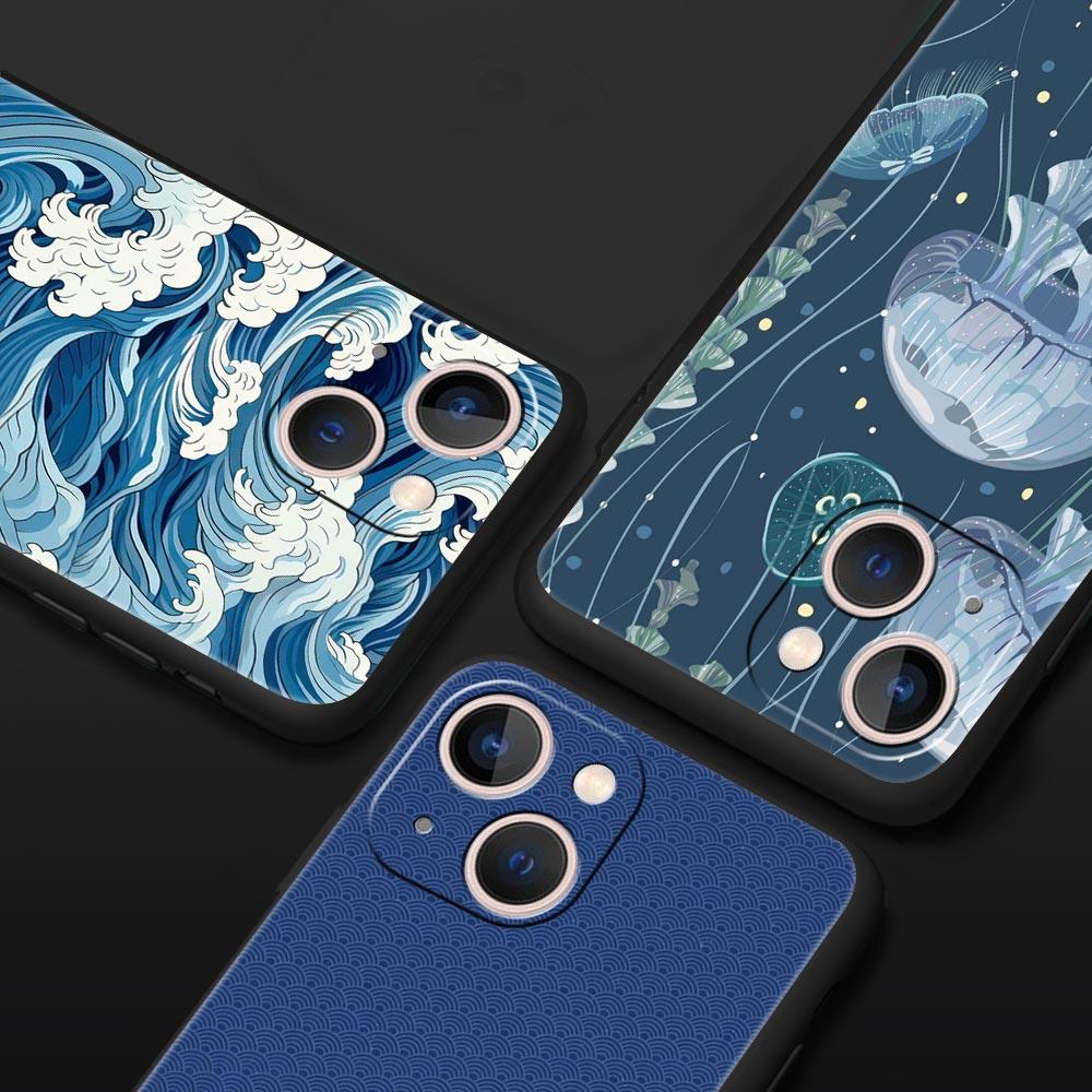 Custodia per Telefono Moda Grande Onda Blu Per iPhone 16e 15 14 13 12 11 Pro Max XS X XR SE 7 8 Plus Guscio iPhone 16 Cover Morbida in TPU
