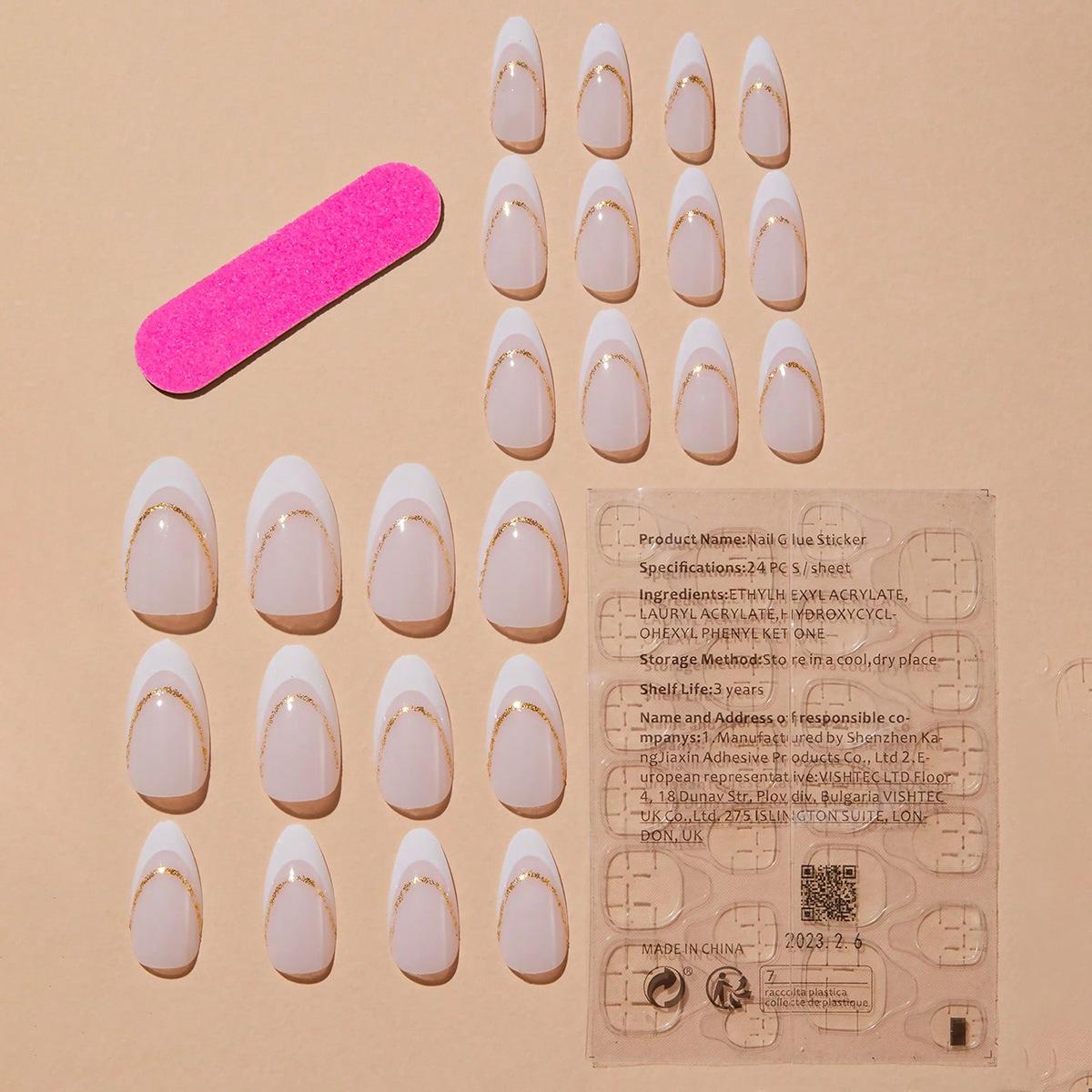 

Популярные миндалевидные белые французские типсы – Готовые к носке