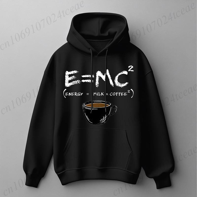 Men's Hoodies Casual Funny Energy=Milk+Coffee Print Sweatshirts  O-neck Cool Top for Men Fleece Sportwear Male Hooded Hoodies