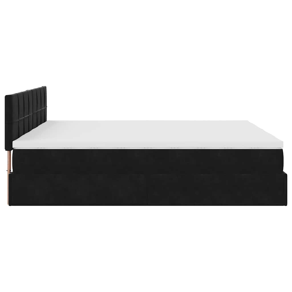 Enjoy restful nights with this Ottoman bed with mattresses and LED lighting in light gray 160 x 200 cm fabric