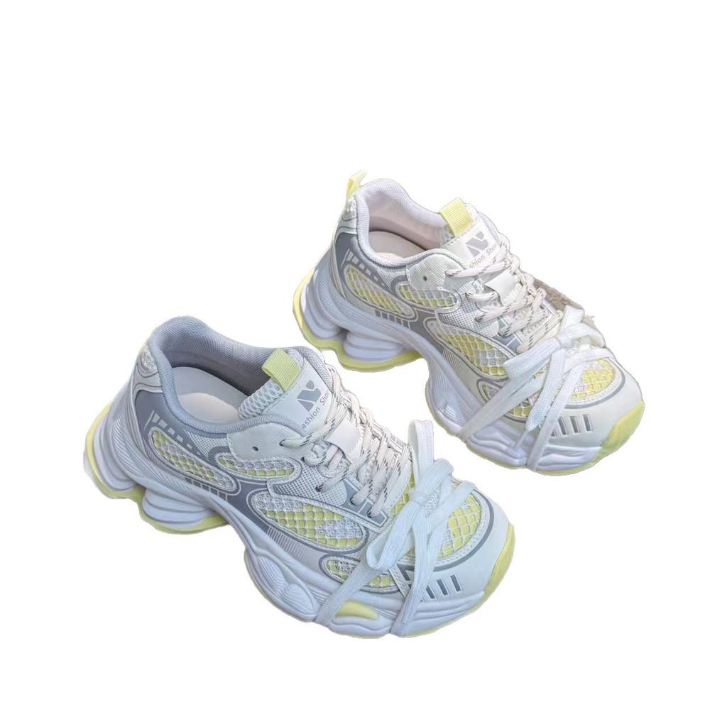 Mesh shoes new fashion casual sports shoes trendy women's shoes thick sole color matching hollow breathable summer