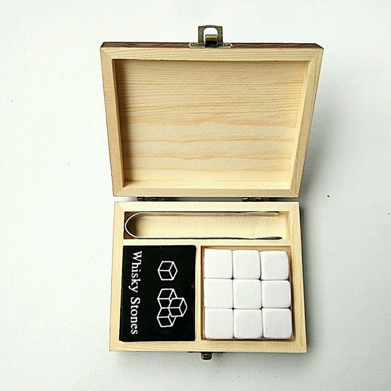 Whiskey Stones, Set Of 9 Grey Beverage Chilling Stones Cube Shaped Granite Chilling Whiskey Rocks Set Reusable Ice Cubes