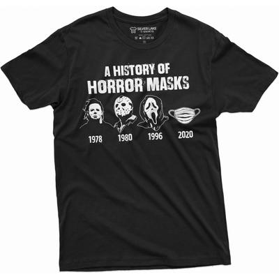 A History of Horror Masks Shirt Halloween Movie Inspired T-Shirt Michael Myers Jason Voorhees Shirt