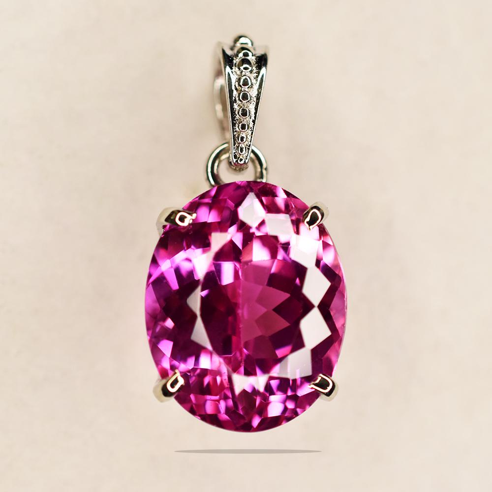 26.95 Ct Pink Tourmaline 925 Sterling Silver Natural Pendant CERTIFIED Gemstone my.pd.19-k