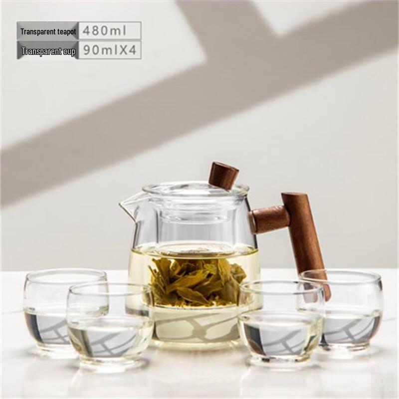 Shàng Qí Heat-Resistant Glass Teapot & 4 Tea Cups Set