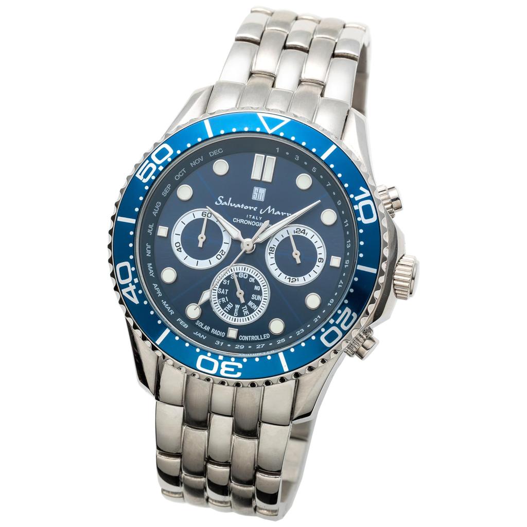 Salvatore Marra Analog Quartz Limited Edition Men's Solar-Powered Radio-Controlled Watch, Movement, Waterproof, SSBL,