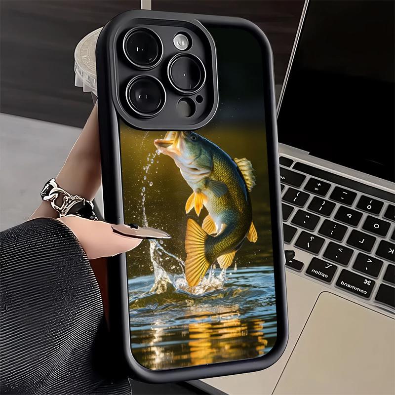 Phone Case for iPhone 17 Air 16E 15 16 Pro Max Carp Fish Fishing Rod Cover 14 Plus 13 12 Mini Soft Shell Silicone Fundas