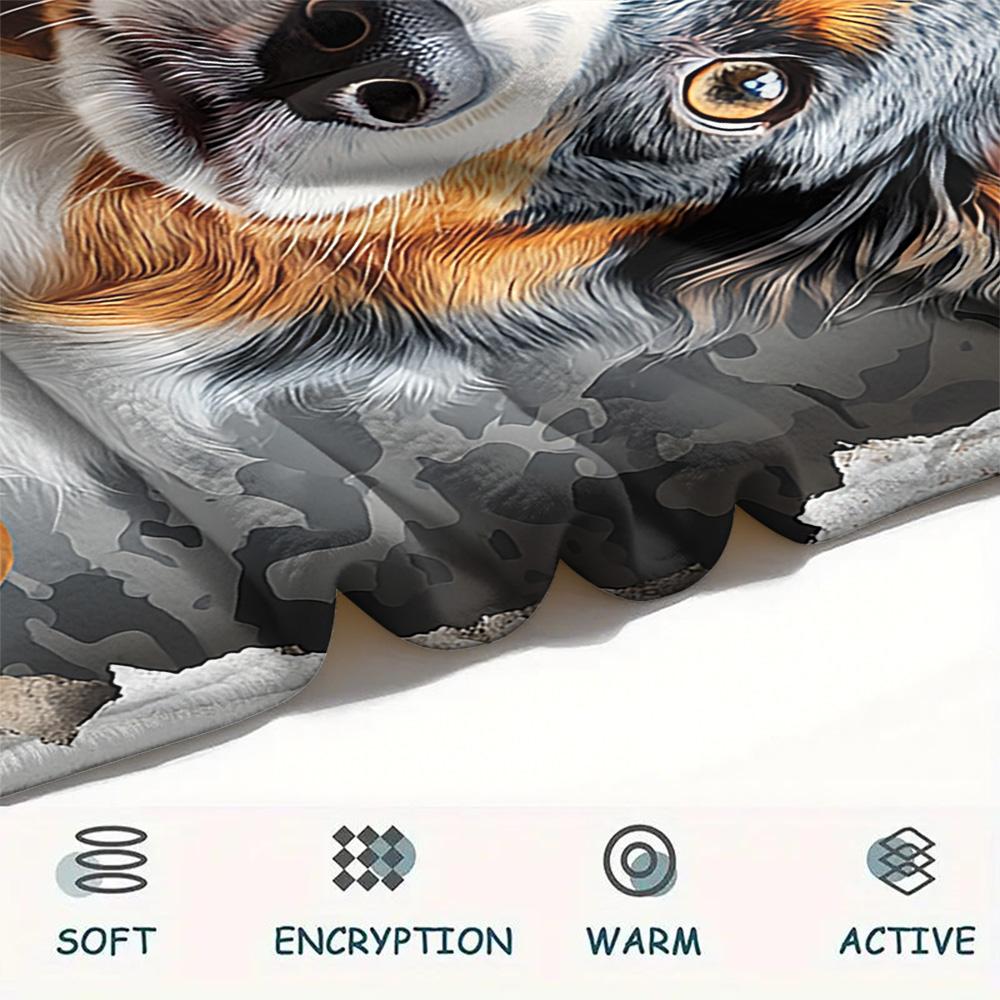 Koc Flanelowy z Nadrukiem Psów, Wysokiej Jakości, Wygodny na Wszystkie Pory Roku, Wystrój Domu, Ciepło i Komfort, Idealny na Prezenty Świąteczne