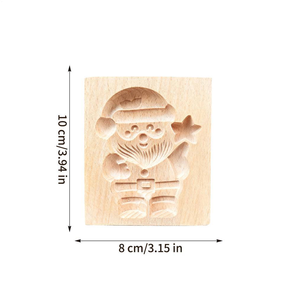 3D Wood Cookie Mold Christmas-themed Tree Santa Claus Snowman Reusable Wooden Biscuits Cutter DIY Cookie Cutter Baking Supplies