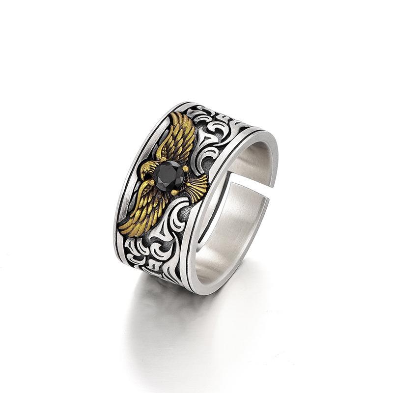 New Eagle Ring Men's Trendy Niche Boys Single Middle Finger Ring Opening Adjustable