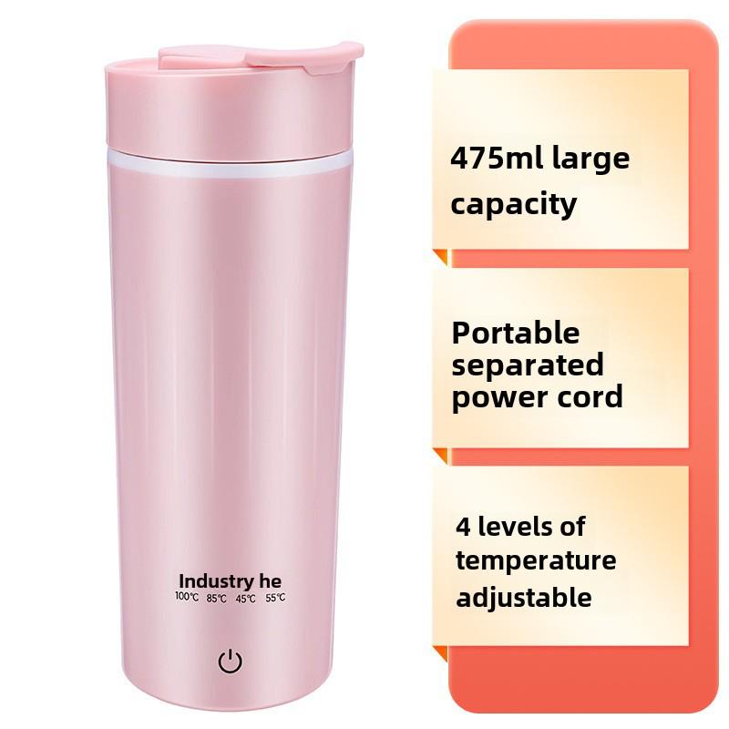 Compact Electric Travel Kettle - Portable Heated Water Cup and Insulated Health Pot