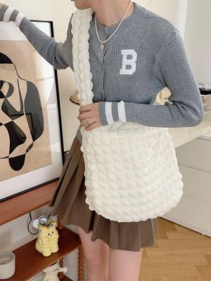 Bubble Pleated Large Capacity Crossbody Bag for Women - 2023 Canvas College Commuter Bag