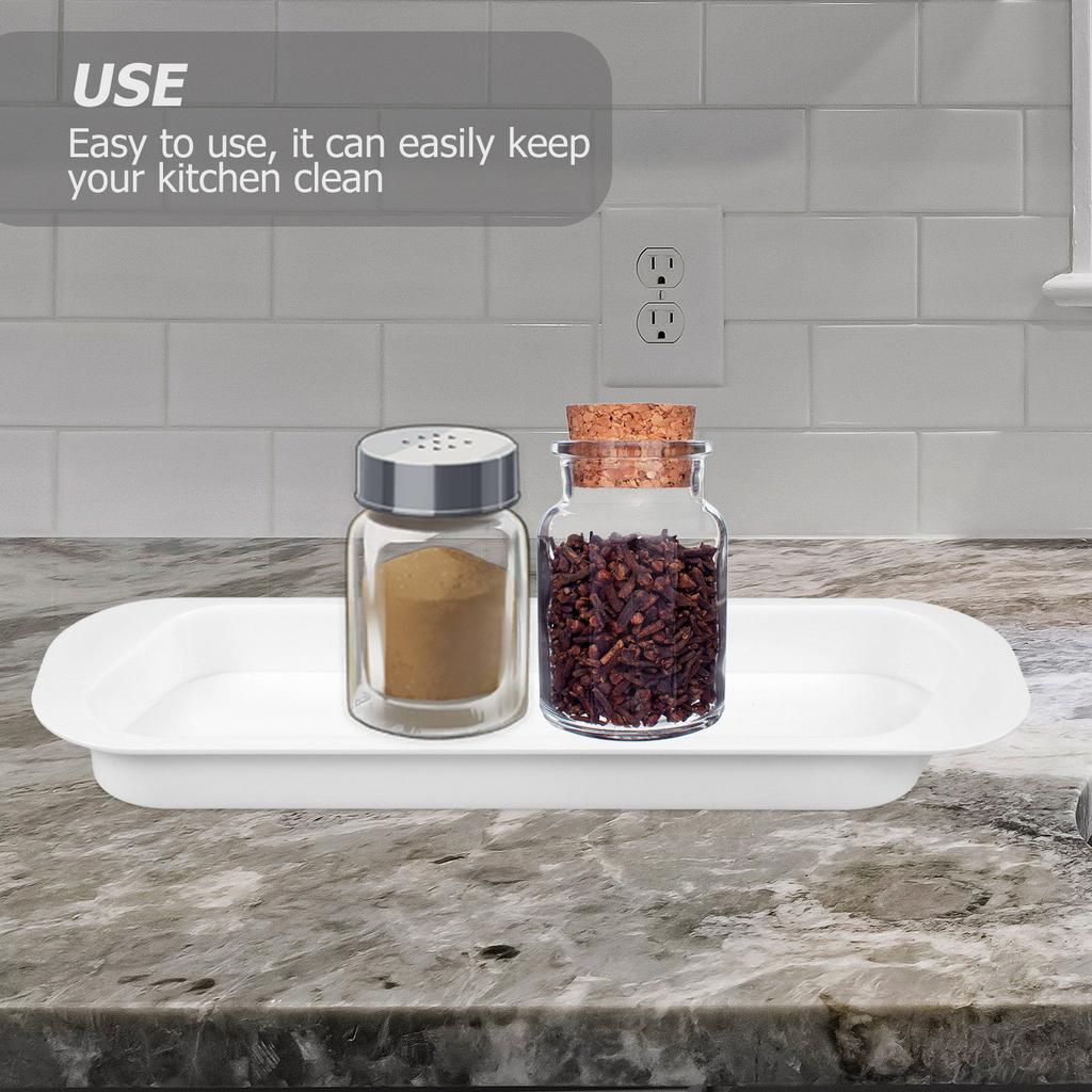 Reusable Plastic Rectangular Condiment Storage Tray Kitchen Organizer Spice Bottle Holder for Home Hotel Party Use