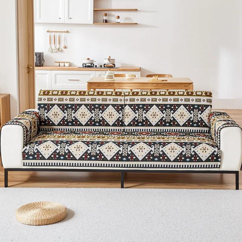 Cotton Linen Sofa Cushion  New Retro Four Season Universal Sofa Cover Cloth Anti Slip Seat Cushion Cover Seat Backrest Towel